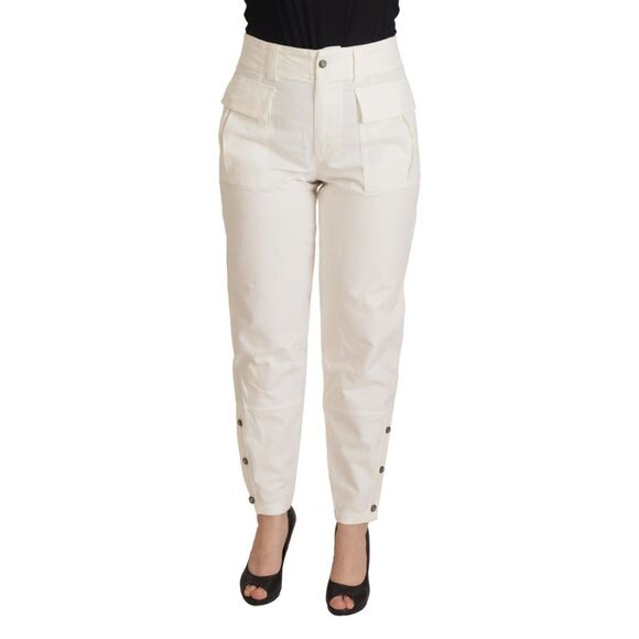Dolce & Gabbana White High Waist Tapered Women Cotton Women's Pants